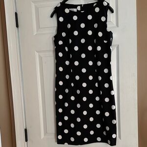 Classic Black and White Polka Dot Midi Dress